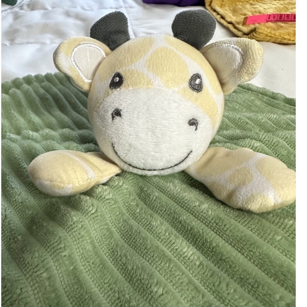 Oeko-Tex Modern Giraffe Baby Lovey Security Blanket Plush Green Comfort Cuddle - Picture 2 of 4